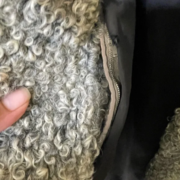 Women's Gray Shearling Coat - Picture 7 of 11